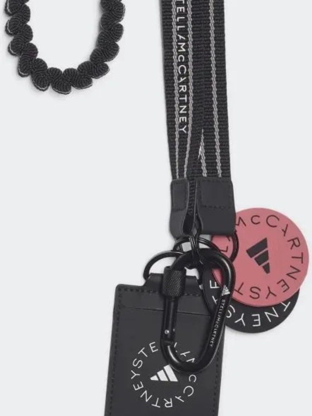 Stella McCartney Black and Pink Logo Lanyard with Card Holder